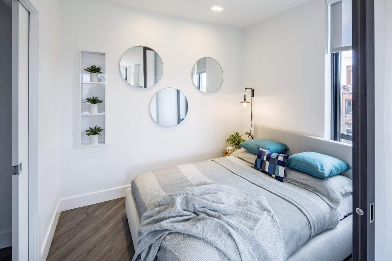 Interior house painting: painted bedroom walls and trim